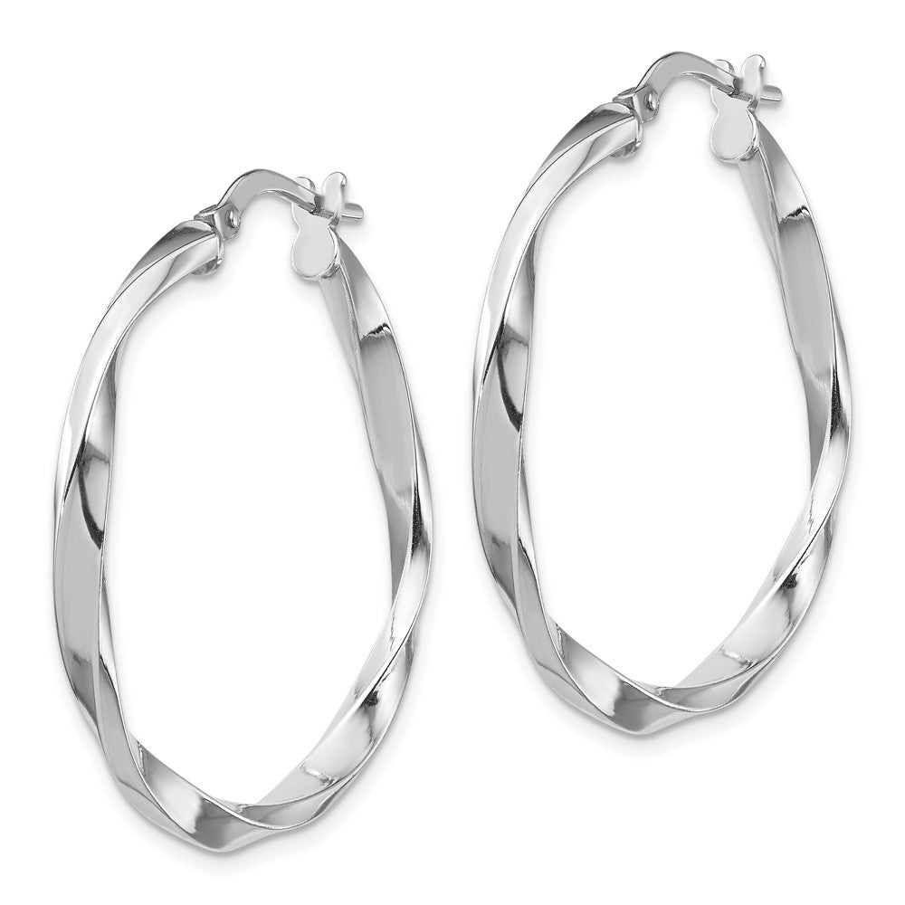 Sterlingsilber Rhodiniert Poliert Gedreht 2.5x25mm Creolen