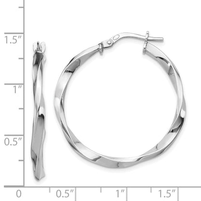 Sterlingsilber Rhodiniert Poliert Gedreht 2.5x25mm Creolen