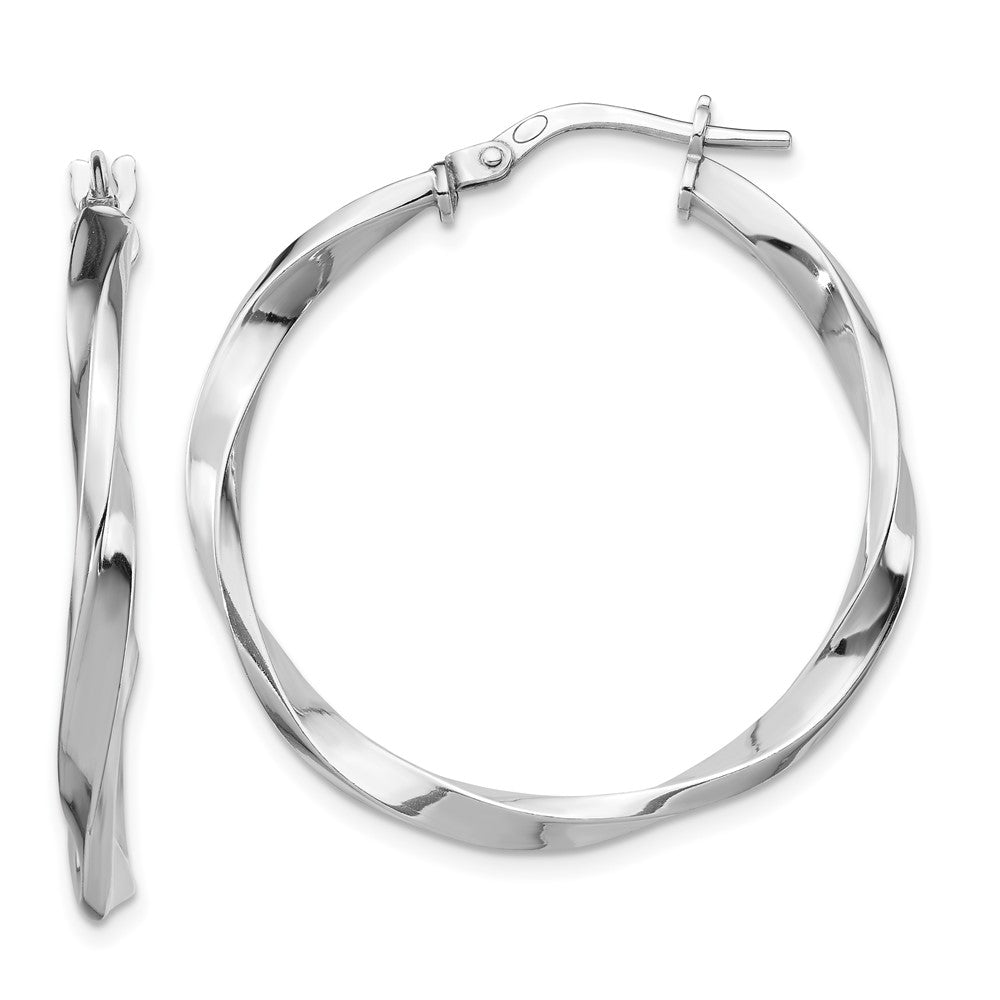 Sterlingsilber Rhodiniert Poliert Gedreht 2.5x25mm Creolen