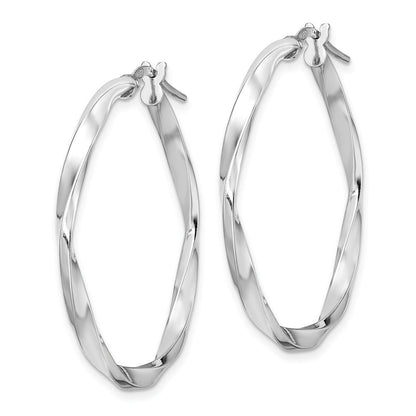 Sterlingsilber Rhodiniert Poliert Gedreht 2.5x30mm Creolen