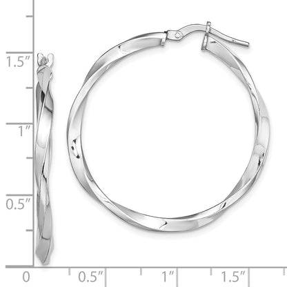 Sterlingsilber Rhodiniert Poliert Gedreht 2.5x30mm Creolen