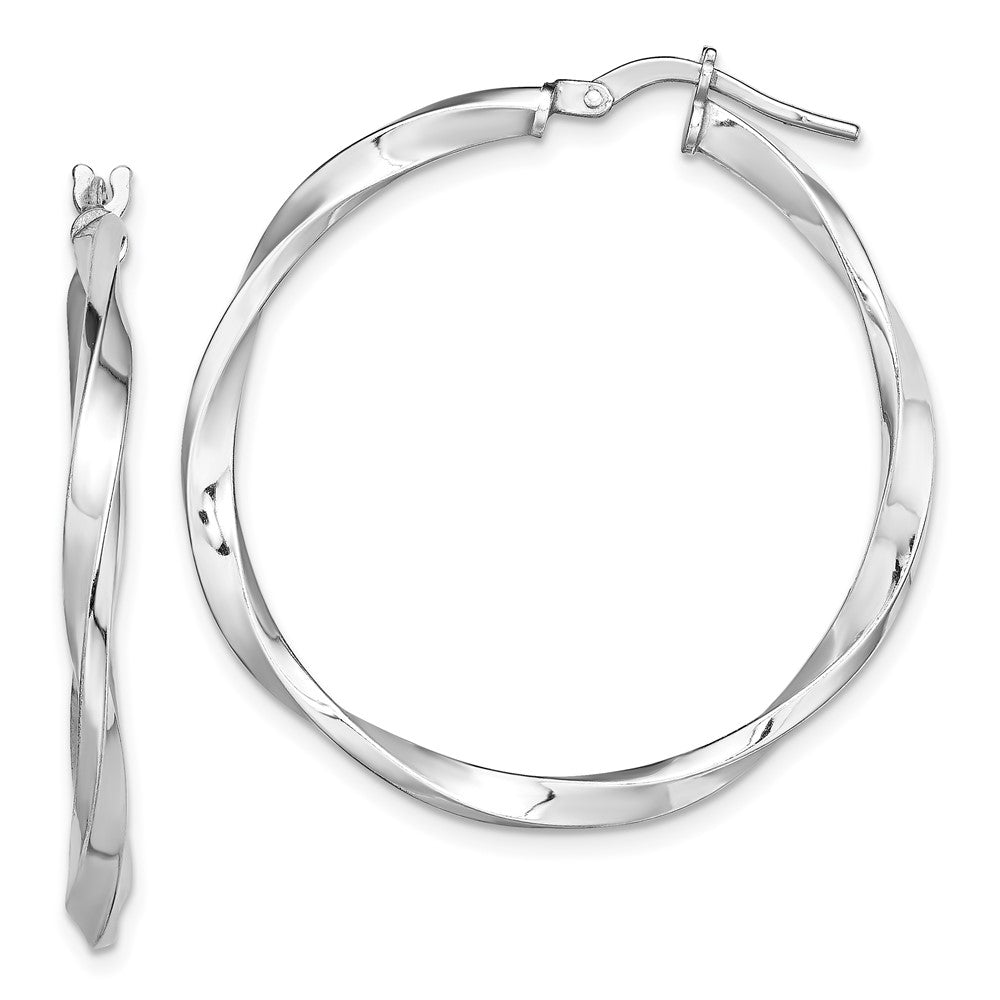 Sterlingsilber Rhodiniert Poliert Gedreht 2.5x30mm Creolen