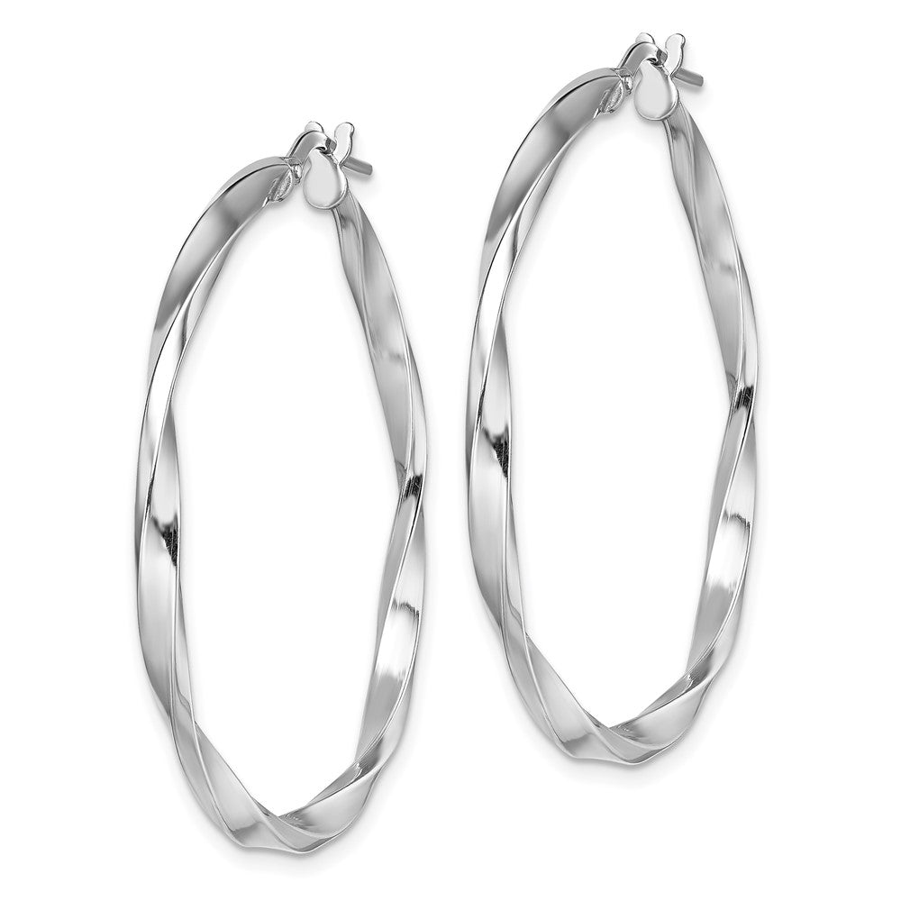 Sterlingsilber Rhodiniert Poliert Gedreht 2.5x35mm Creolen