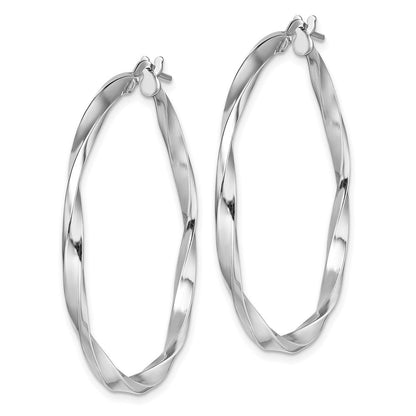 Sterlingsilber Rhodiniert Poliert Gedreht 2.5x35mm Creolen