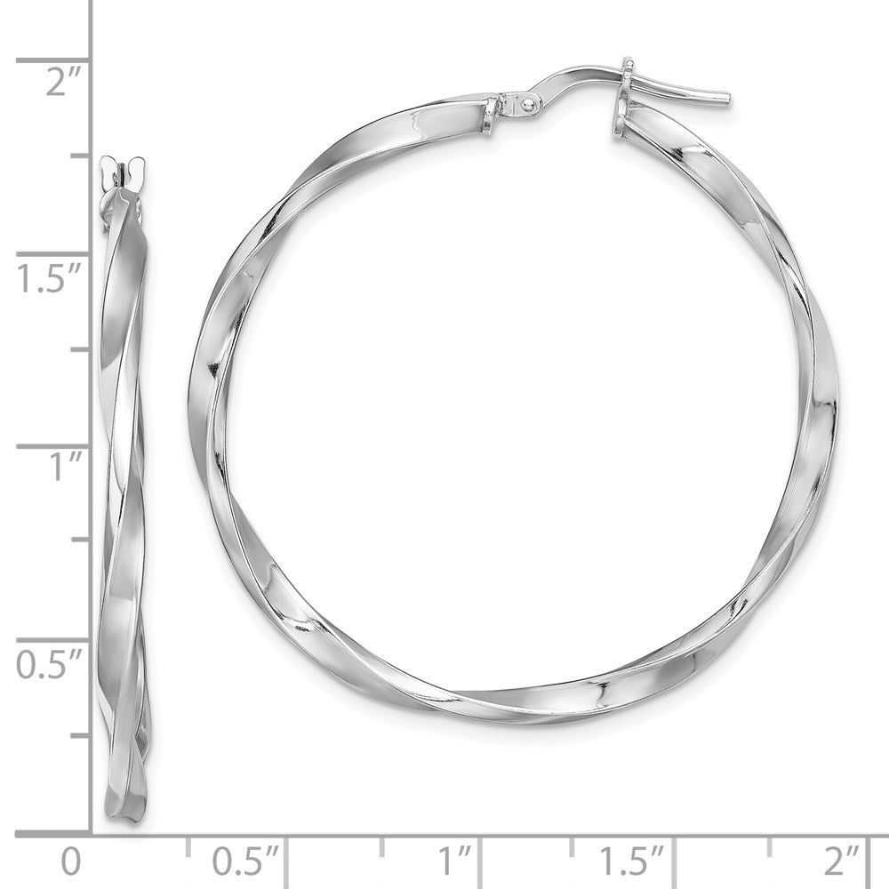 Sterlingsilber Rhodiniert Poliert Gedreht 2.5x35mm Creolen