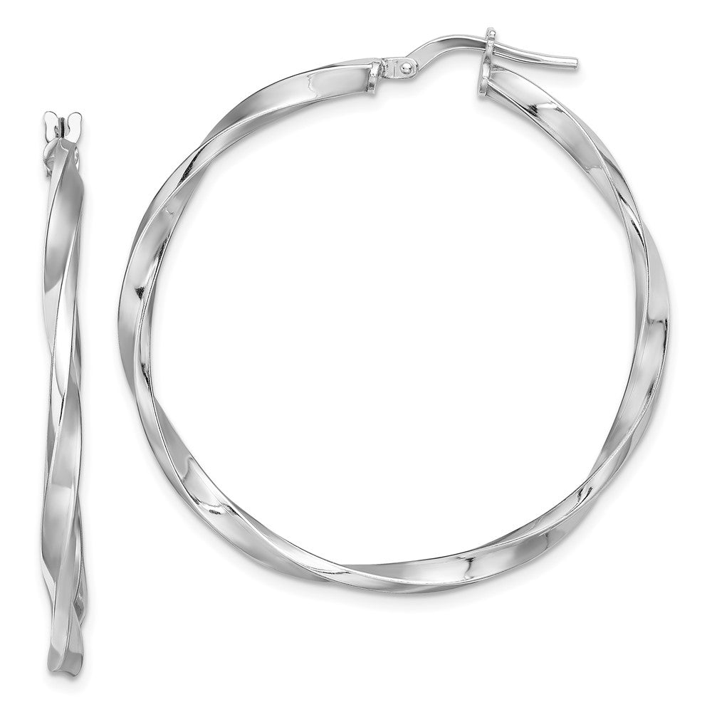 Sterlingsilber Rhodiniert Poliert Gedreht 2.5x35mm Creolen