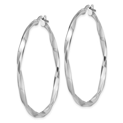 Sterlingsilber Rhodiniert Poliert Gedreht 2.5x40mm Creolen