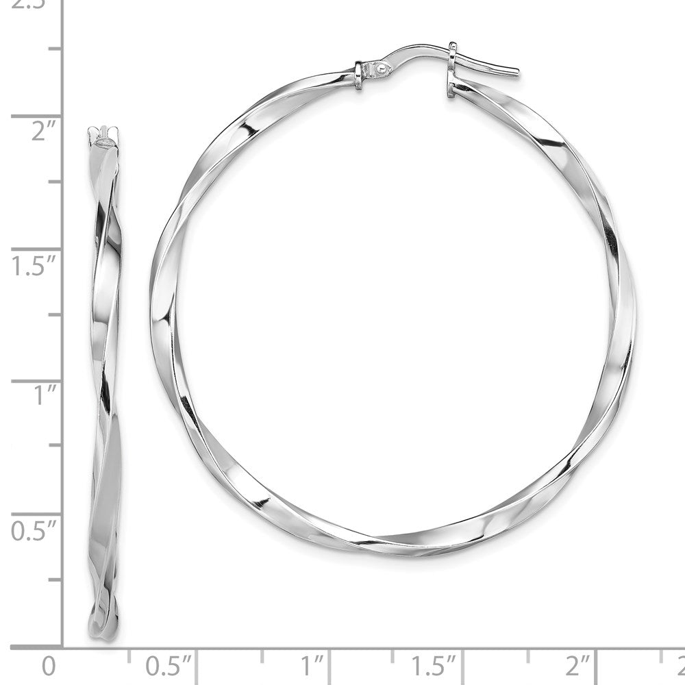 Sterlingsilber Rhodiniert Poliert Gedreht 2.5x40mm Creolen