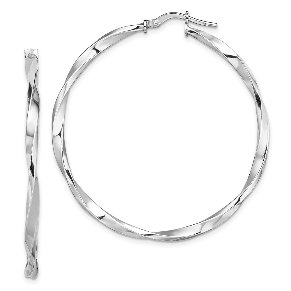 Sterlingsilber Rhodiniert Poliert Gedreht 2.5x40mm Creolen