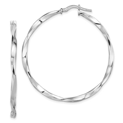 Sterlingsilber Rhodiniert Poliert Gedreht 2.5x40mm Creolen