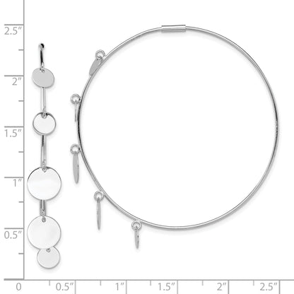 Sterlingsilber Rhodiniert Poliert & Discs Rund Creolen