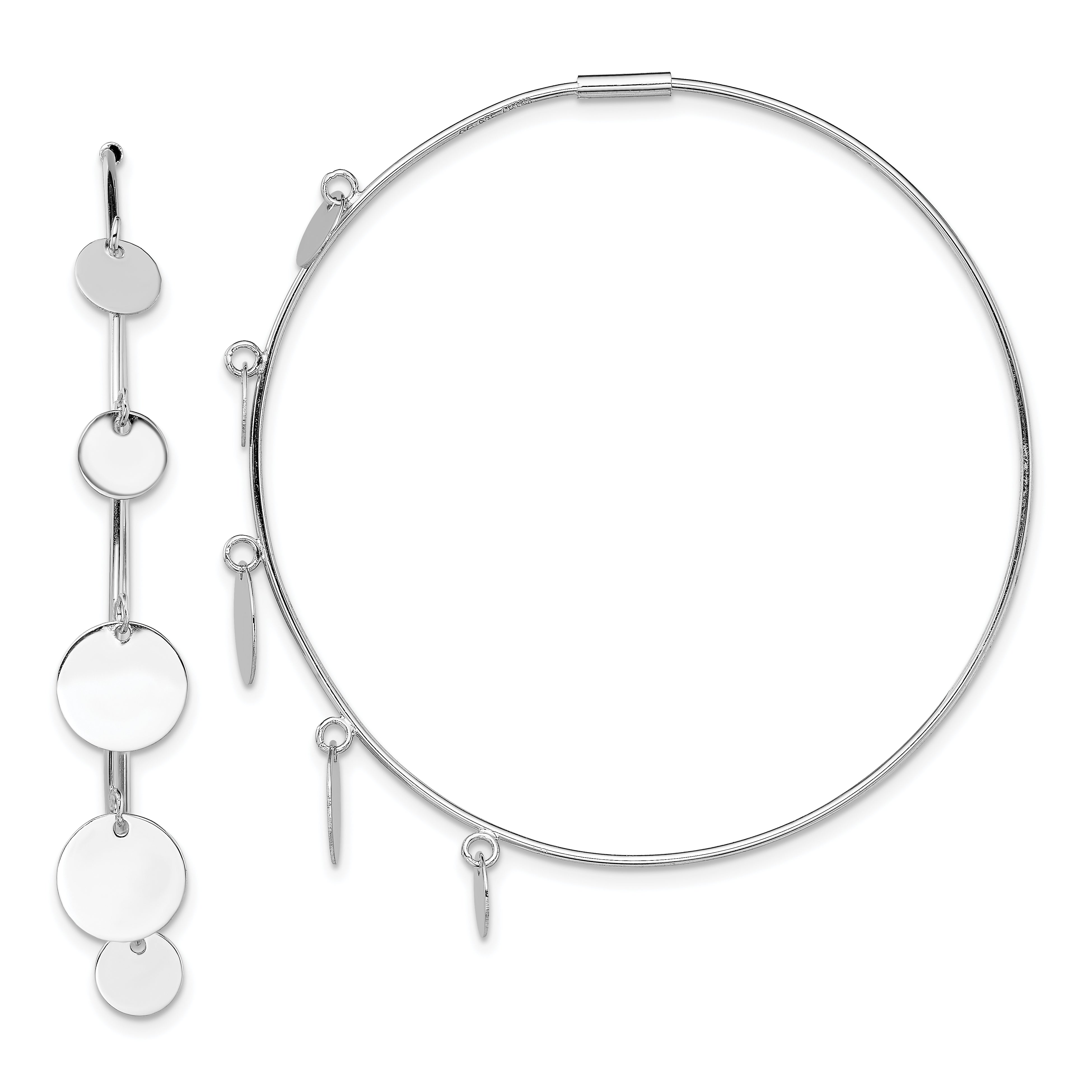 Sterlingsilber Rhodiniert Poliert & Discs Rund Creolen