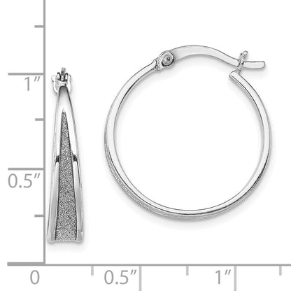 Sterlingsilber Rhodiniert-plate Emaille Glitzer Stoff Verjüngt Rund Creolen