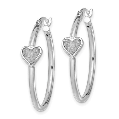 Sterlingsilber Rhodiniert Emaille Glitzer Stoff Herz Rund Creolen