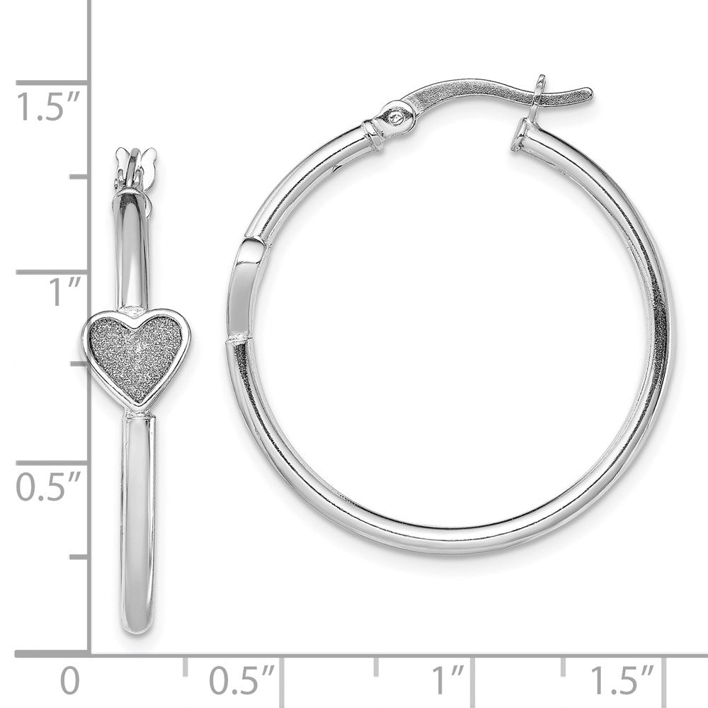 Sterlingsilber Rhodiniert Emaille Glitzer Stoff Herz Rund Creolen