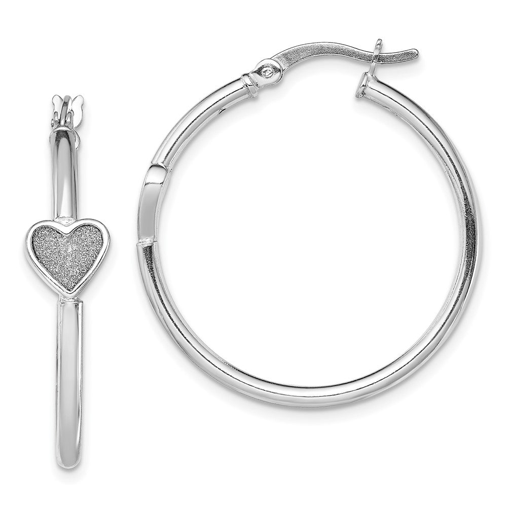 Sterlingsilber Rhodiniert Emaille Glitzer Stoff Herz Rund Creolen