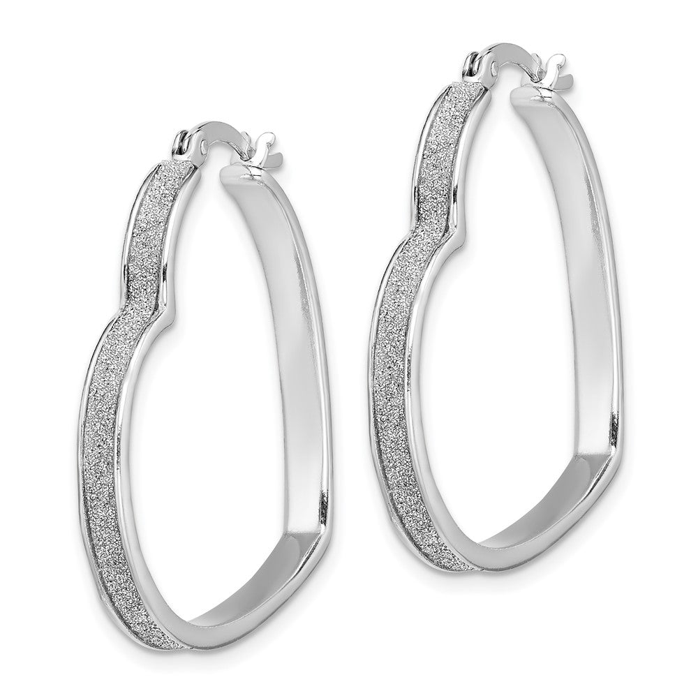 Sterlingsilber Rhodiniert Emaille Glitzer Stoff Herz Geformt Creolen