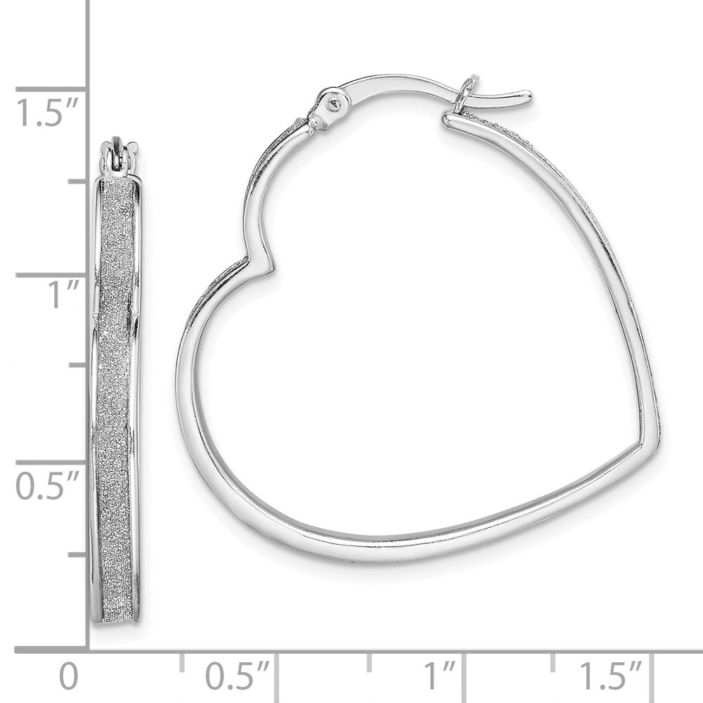 Sterlingsilber Rhodiniert Emaille Glitzer Stoff Herz Geformt Creolen