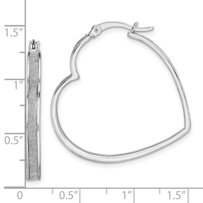 Sterlingsilber Rhodiniert Emaille Glitzer Stoff Herz Geformt Creolen