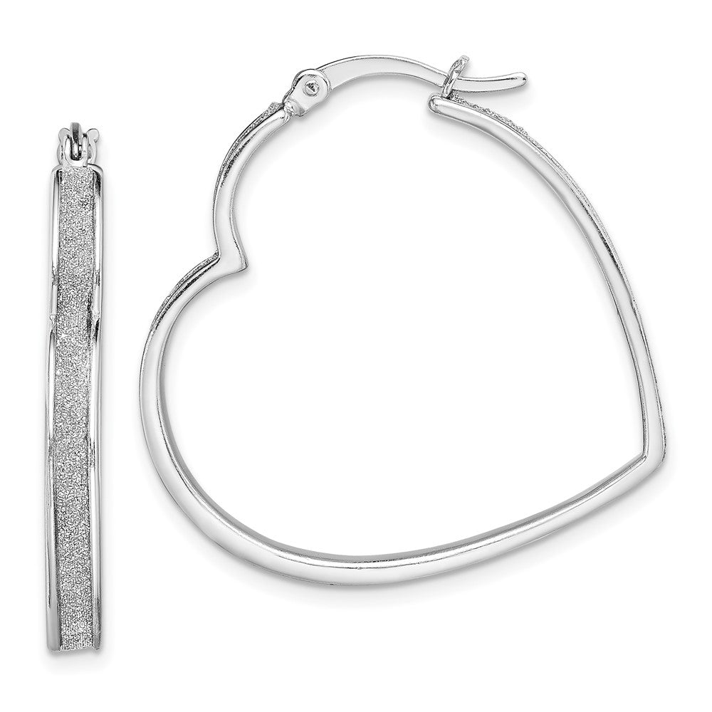Sterlingsilber Rhodiniert Emaille Glitzer Stoff Herz Geformt Creolen