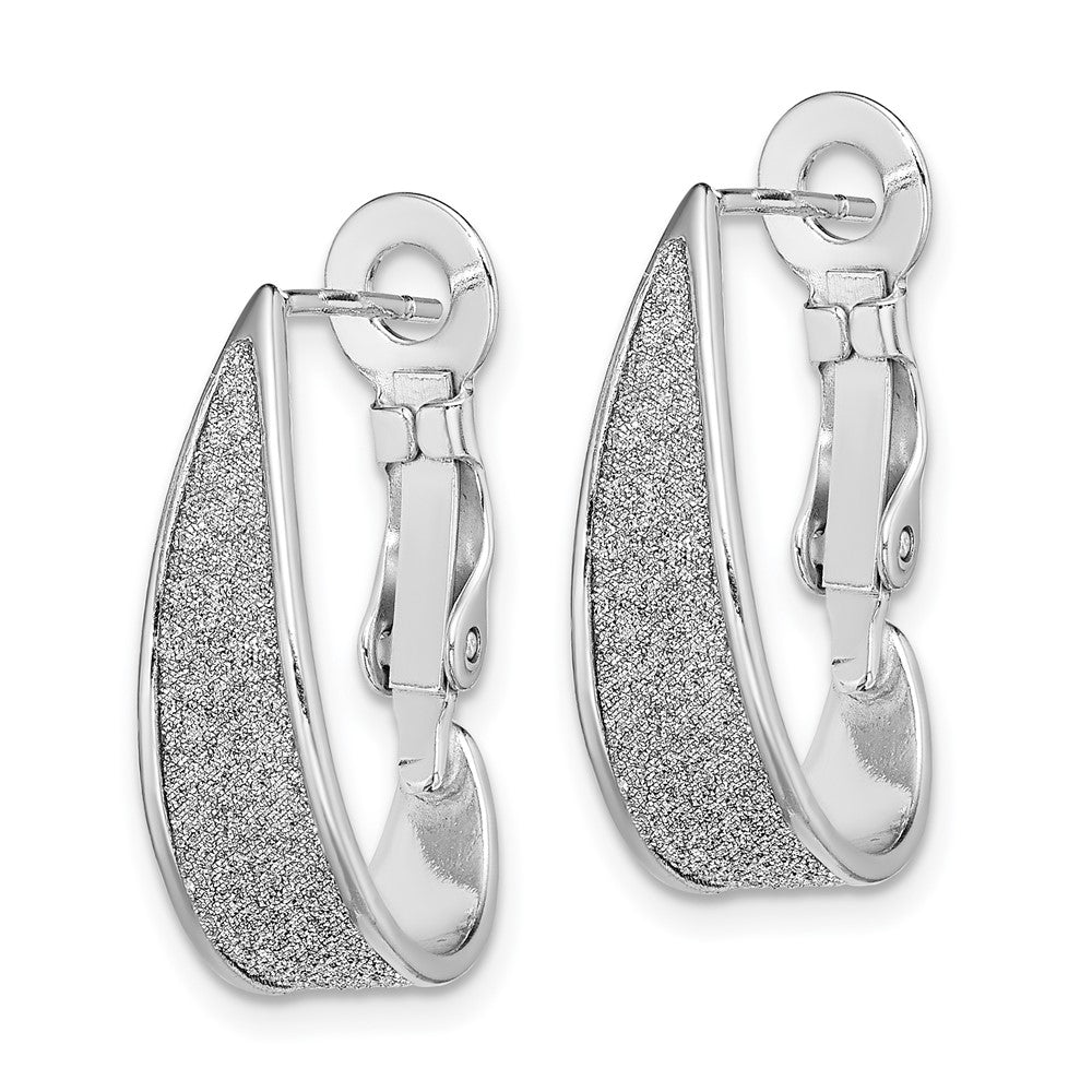 Sterlingsilber Rhodiniert Emaille Glitzer Stoff Omega Rückseite J- Creolen