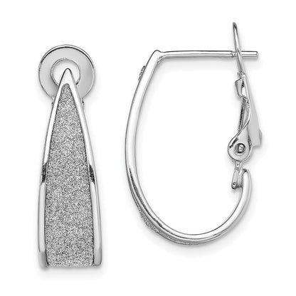 Sterlingsilber Rhodiniert Emaille Glitzer Stoff Omega Rückseite J- Creolen