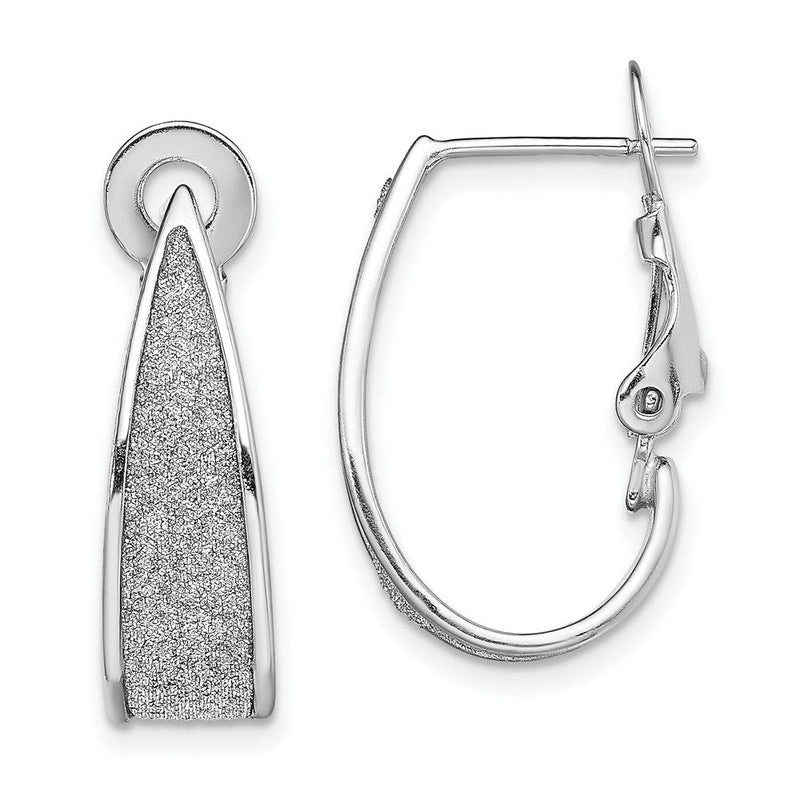 Sterlingsilber Rhodiniert Emaille Glitzer Stoff Omega Rückseite J- Creolen