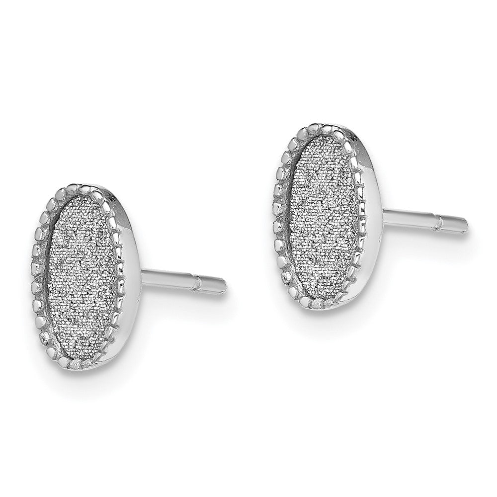 Sterlingsilber Rhodiniert Emaille Glitzer Stoff Oval Ohrstecker