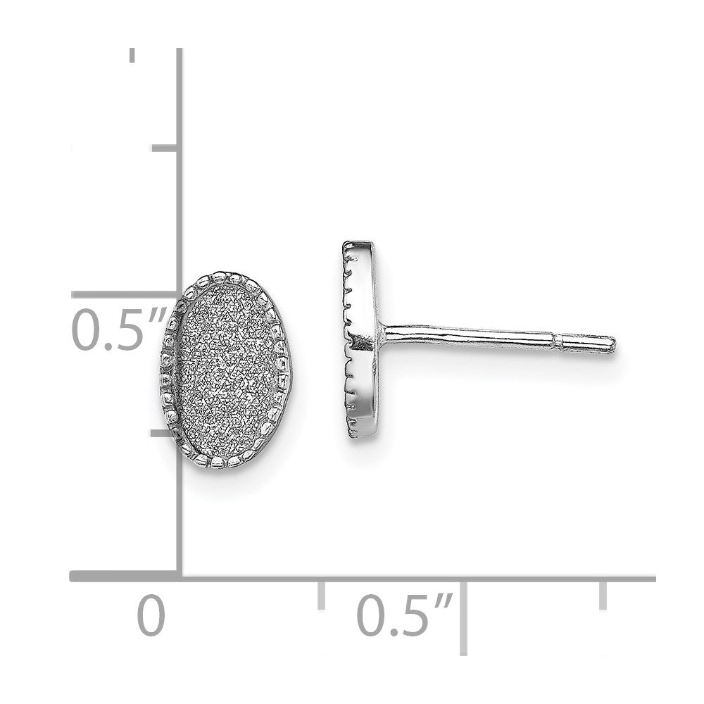 Sterlingsilber Rhodiniert Emaille Glitzer Stoff Oval Ohrstecker
