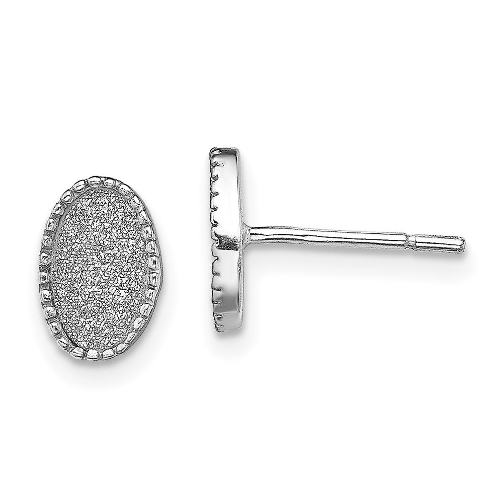 Sterlingsilber Rhodiniert Emaille Glitzer Stoff Oval Ohrstecker