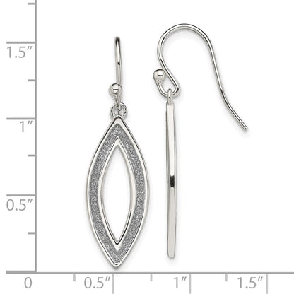 Sterlingsilber Poliert Emaille Glitzer Stoff Marquise Ohrhänger