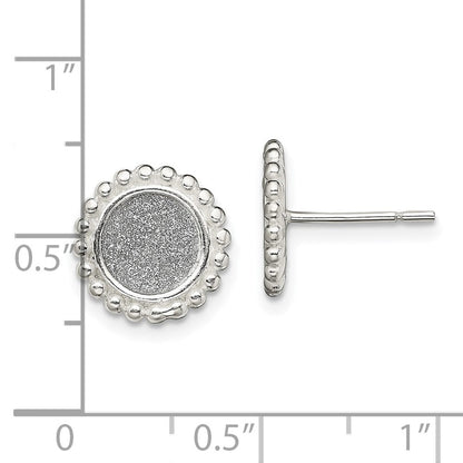 Sterlingsilber Poliert & Gekugelt Emaille Glitzer Stoff Rund Ohrstecker