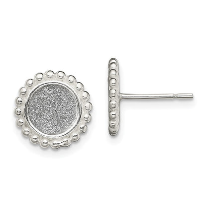 Sterlingsilber Poliert & Gekugelt Emaille Glitzer Stoff Rund Ohrstecker