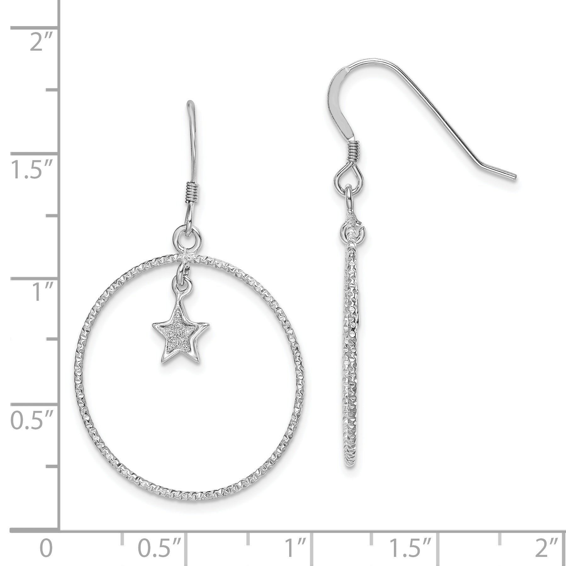 Sterlingsilber Rhodiniert Diamantiert Emaille Glitzer Stoff Stern in Kreis Ohrringe