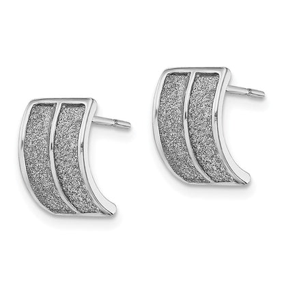 Sterlingsilber Rhodiniert Emaille Glitzer Stoff Halb Creole Stecker Ohrring