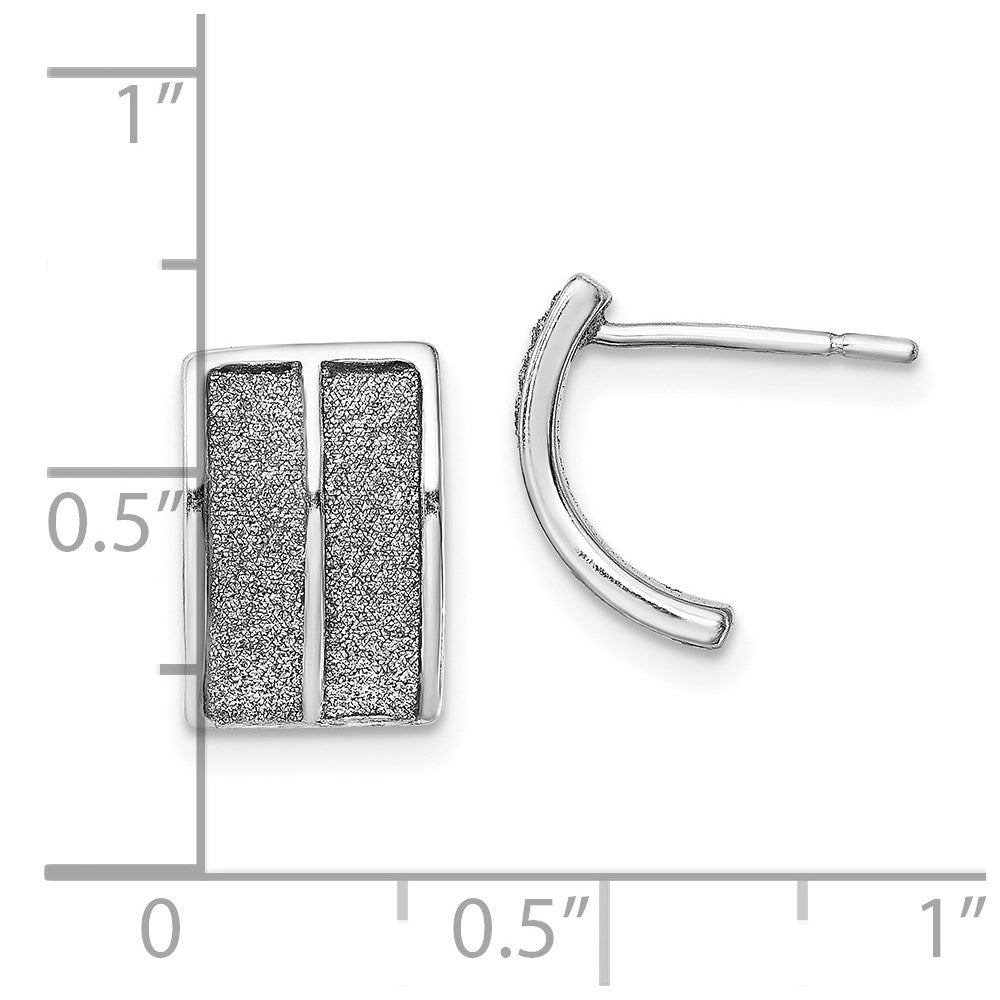 Sterlingsilber Rhodiniert Emaille Glitzer Stoff Halb Creole Stecker Ohrring