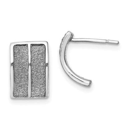 Sterlingsilber Rhodiniert Emaille Glitzer Stoff Halb Creole Stecker Ohrring