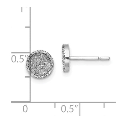 Sterlingsilber Rhodiniert Emaille Glitzer Stoff Rund Ohrstecker