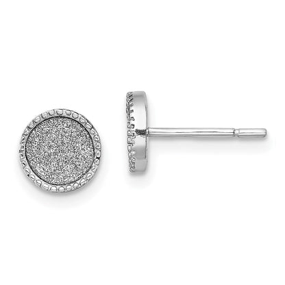 Sterlingsilber Rhodiniert Emaille Glitzer Stoff Rund Ohrstecker