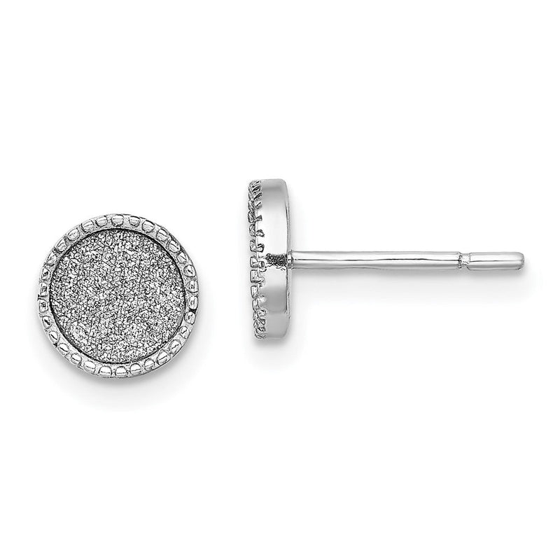 Sterlingsilber Rhodiniert Emaille Glitzer Stoff Rund Ohrstecker