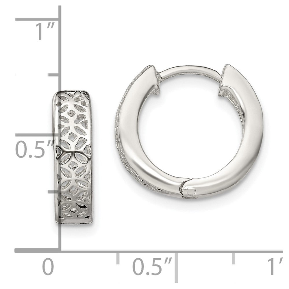 Sterlingsilber Poliert Ausgeschnitten Design Klappbar Creolen