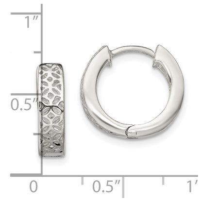 Sterlingsilber Poliert Ausgeschnitten Design Klappbar Creolen