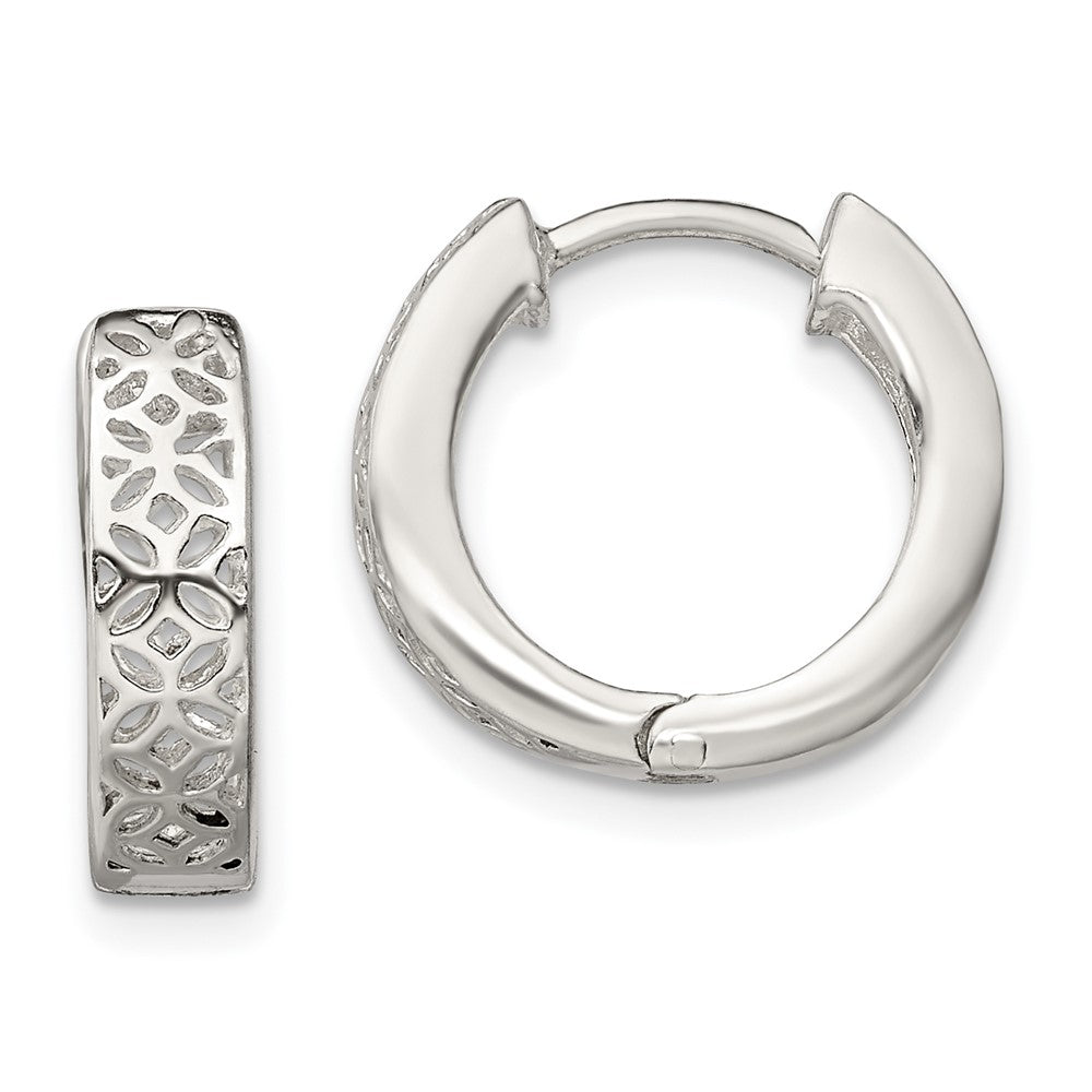 Sterlingsilber Poliert Ausgeschnitten Design Klappbar Creolen