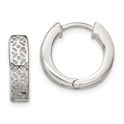 Sterlingsilber Poliert Ausgeschnitten Design Klappbar Creolen