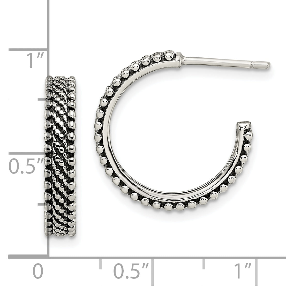 Sterlingsilber Antikisiert Creole Ohrstecker