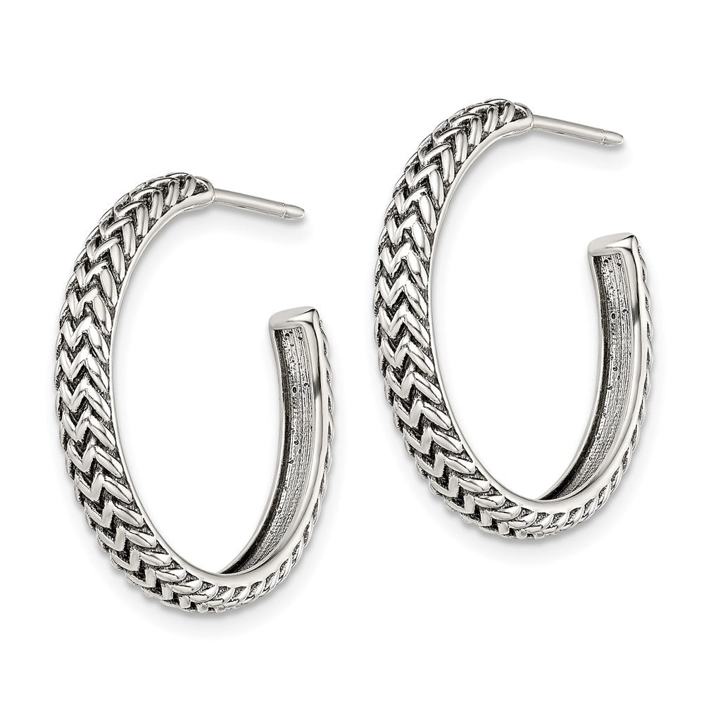 Sterlingsilber Antikisiert Groß Zig Zag Creole Ohrstecker