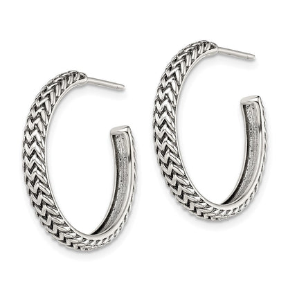 Sterlingsilber Antikisiert Groß Zig Zag Creole Ohrstecker