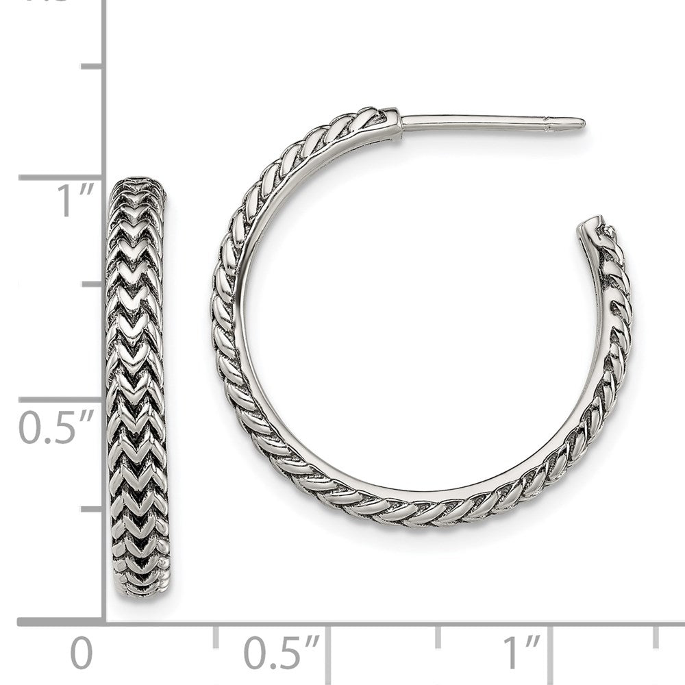 Sterlingsilber Antikisiert Groß Zig Zag Creole Ohrstecker