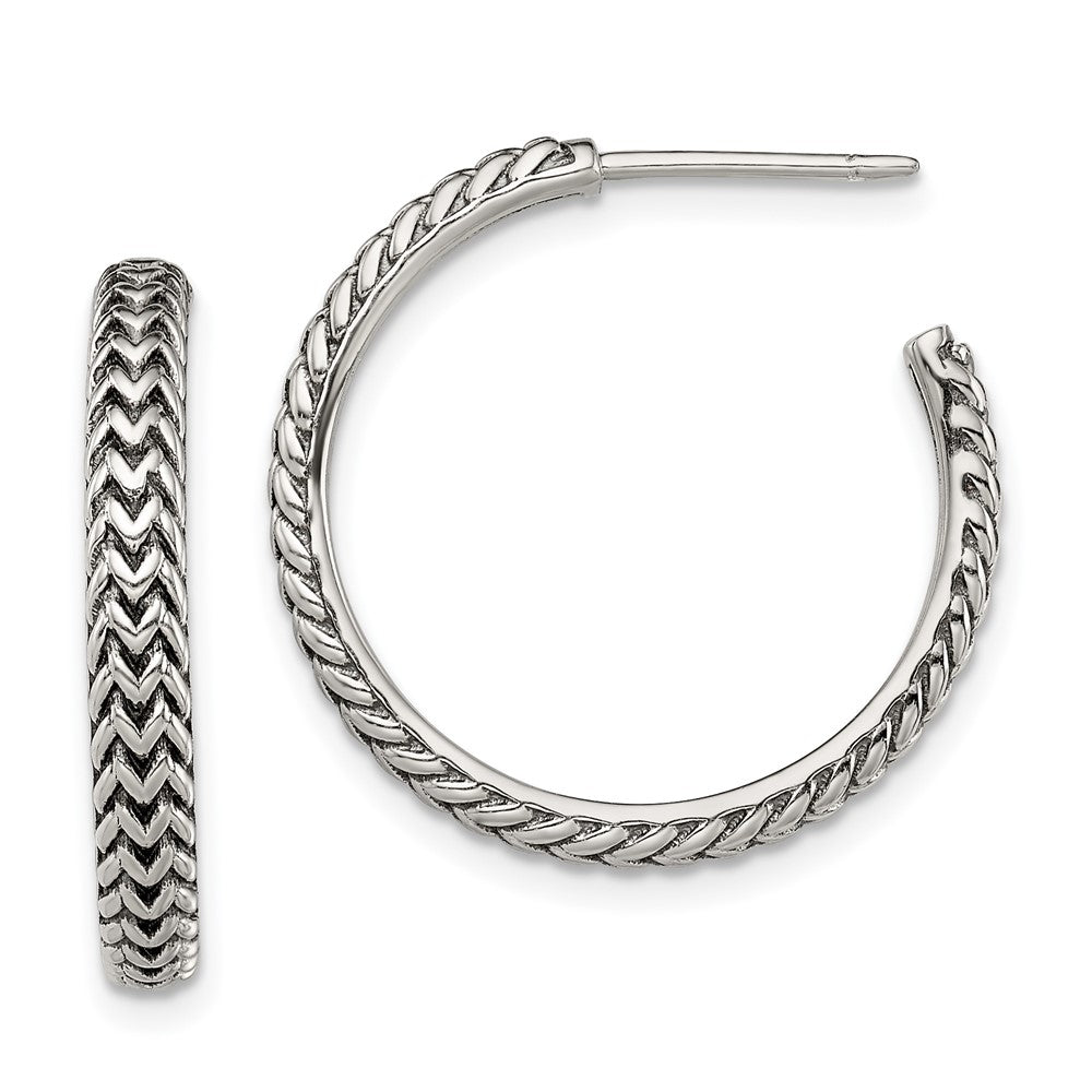 Sterlingsilber Antikisiert Groß Zig Zag Creole Ohrstecker