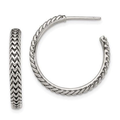 Sterlingsilber Antikisiert Groß Zig Zag Creole Ohrstecker